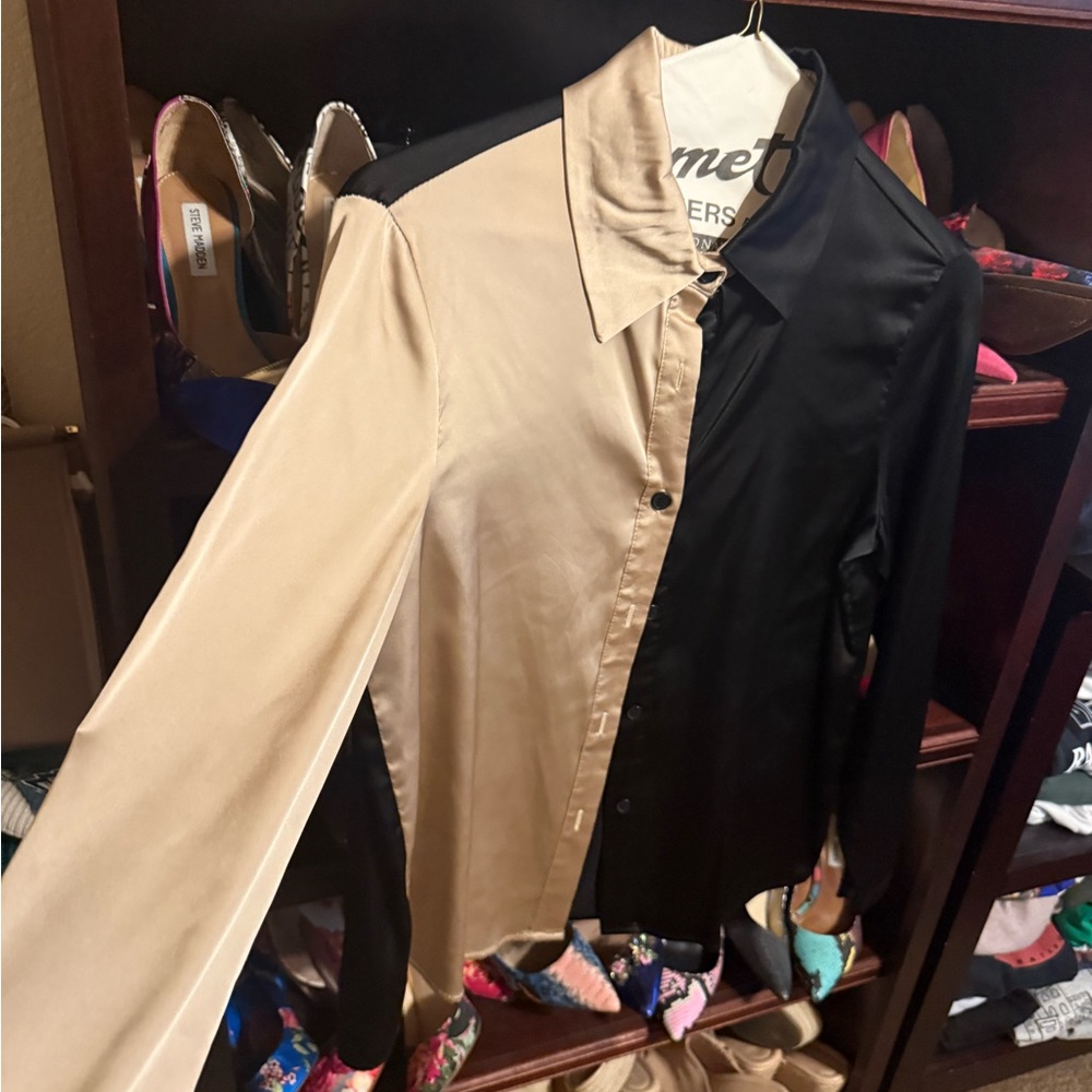 SHEIN Elegant Black and Cream Blouse